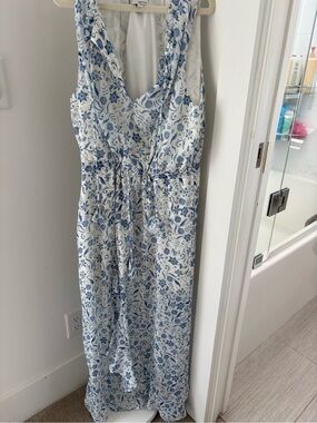 Greylin White Maxi Dress with Blue Floral Print